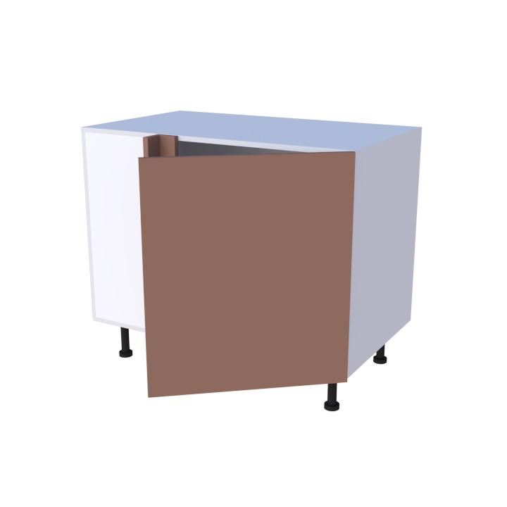 Meuble bas d'angle droite 1 porte - Larg. 100cm - Haut. 85cm (pieds inclus)
