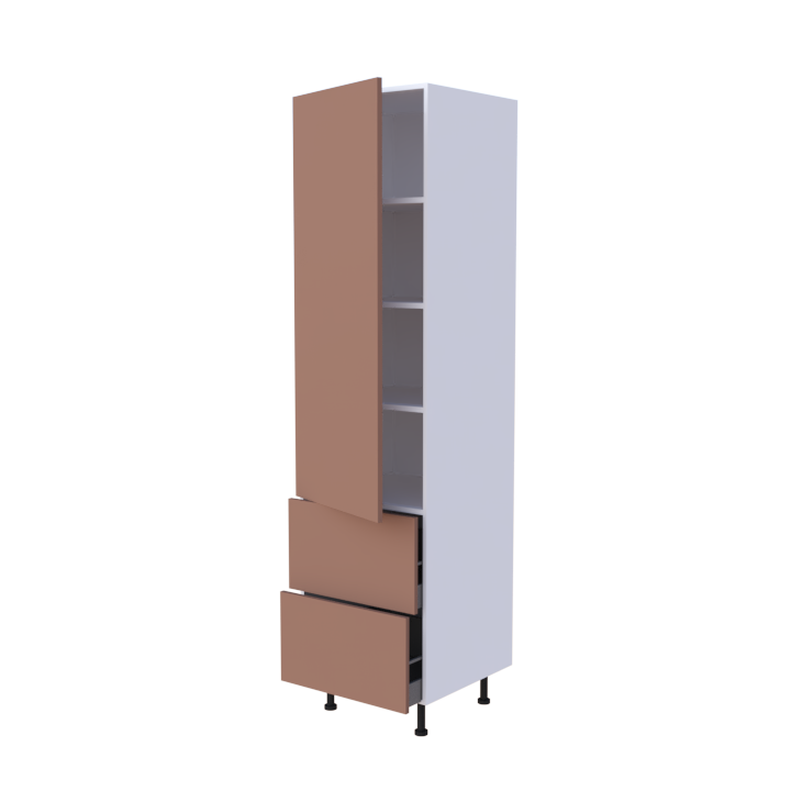 Colonne 1 porte + 2 casseroliers - Larg. 60cm - Haut. 235cm (pieds inclus)