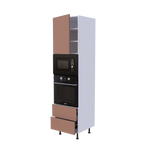 Colonne Four et micro onde + 2 casseroliers + 1 porte battante - Larg. 60cm - Haut. 235cm (pieds inclus)