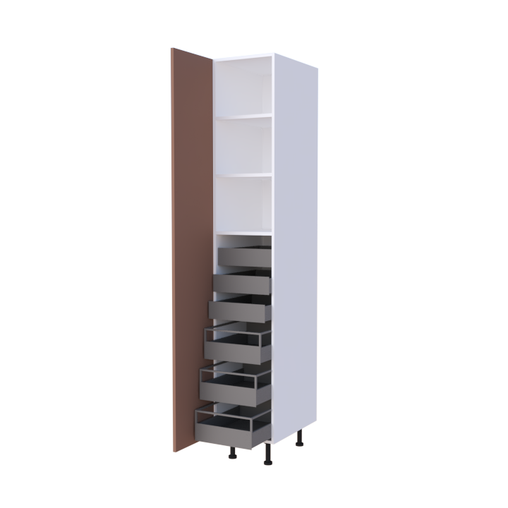 Colonne 1 porte + 6 tiroirs intérieurs - Larg. 40cm - Haut. 235cm (pieds inclus)