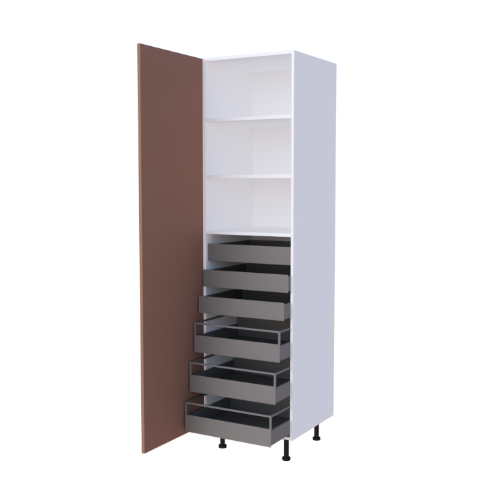 Colonne 1 porte + 6 tiroirs intérieurs - Larg. 60cm - Haut. 235cm (pieds inclus)