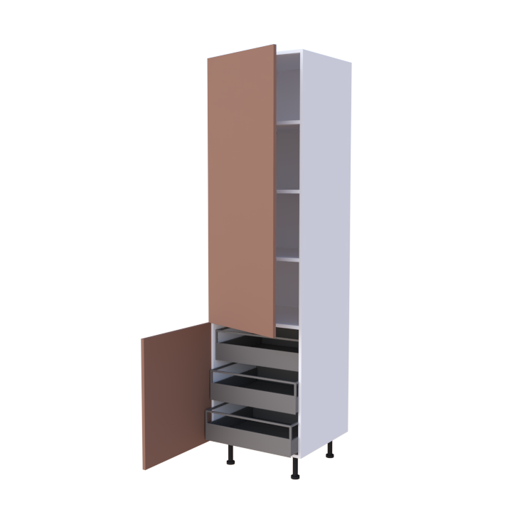 Colonne 2 portes + 3 tiroirs intérieurs - Larg. 60cm - Haut. 235cm (pieds inclus)