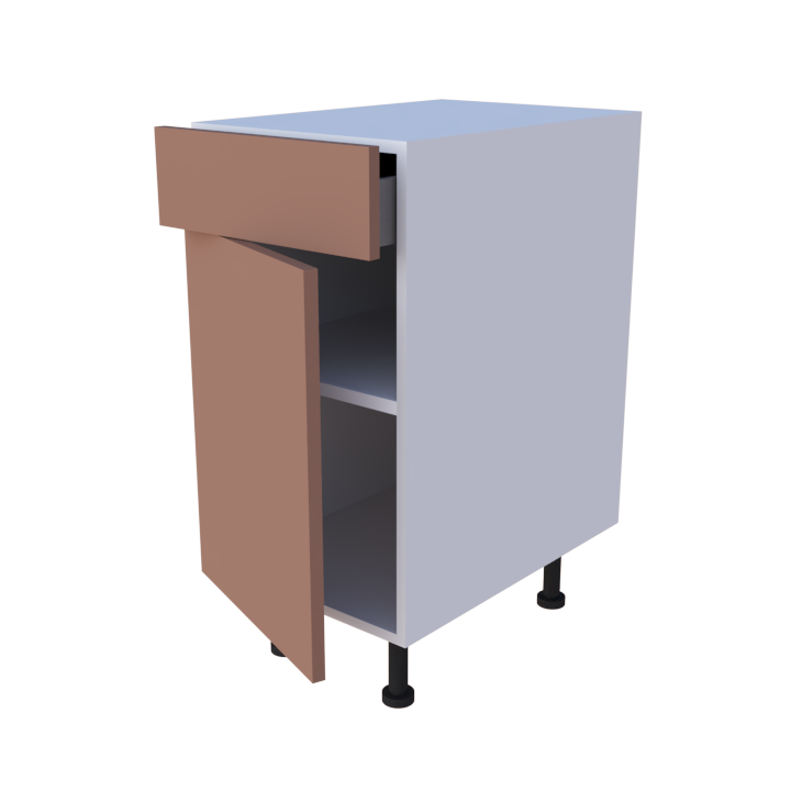 Meuble bas 1 porte + 1 tiroir - larg. 40 cm - faible profondeur - Haut. 85cm (pieds inclus)