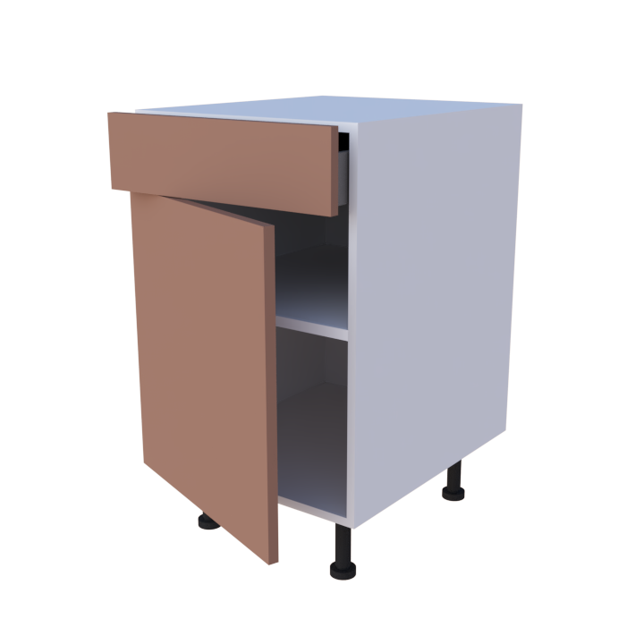 Meuble bas 1 porte + 1 tiroir - larg. 50 cm - Haut. 85cm (pieds inclus)