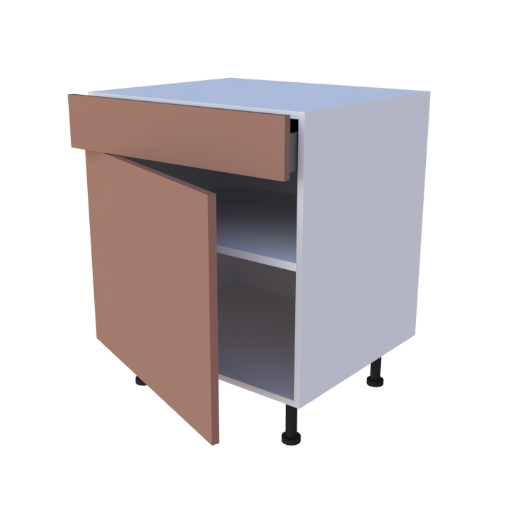 Meuble bas 1 porte + 1 tiroir - larg. 70 cm - Haut. 85cm (pieds inclus)