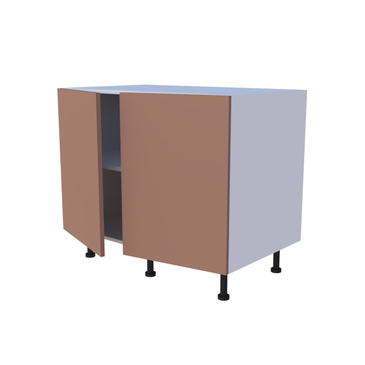 Meuble bas de rangement 2 portes - larg. 100 cm - faible profondeur - Haut. 85cm (pieds inclus)