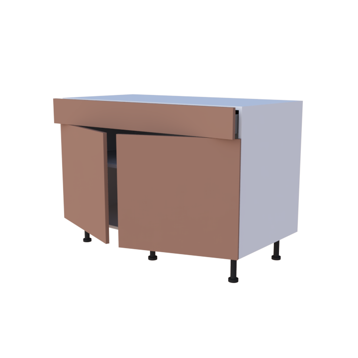 Meuble bas 2 portes + 1 tiroir - larg. 120 cm - Haut. 85cm (pieds inclus)