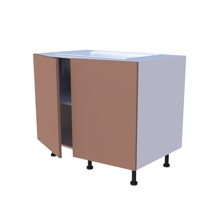 Meuble bas evier 2 portes - larg. 100cm - Haut. 85cm (pieds inclus)