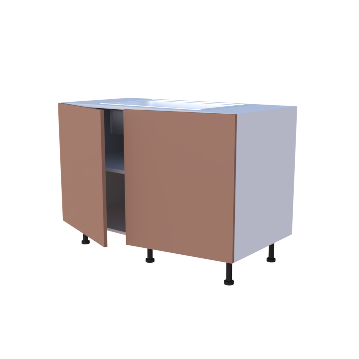 Meuble bas evier 2 portes - larg. 120cm - Haut. 85cm (pieds inclus)