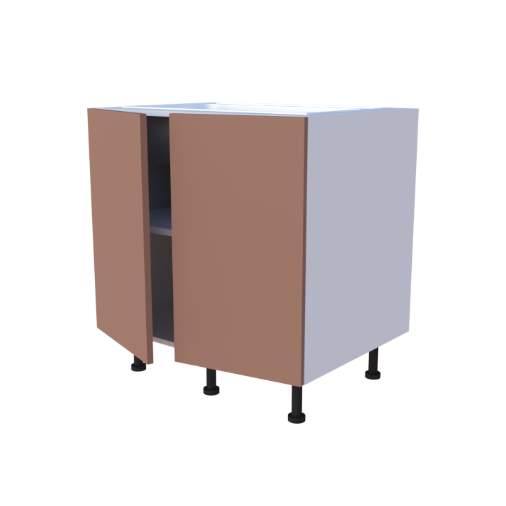 Meuble bas evier 2 portes - larg. 80cm - Haut. 85cm (pieds inclus)