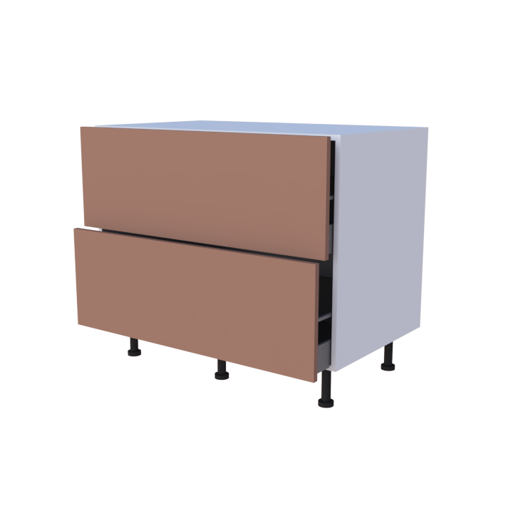 Meuble bas 2 casseroliers - Larg. 100cm - Haut. 85cm (pieds inclus)