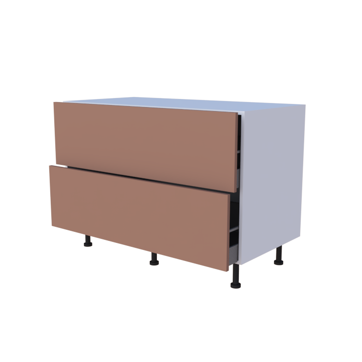 Meuble bas 2 casseroliers - Larg. 120cm - Haut. 85cm (pieds inclus)