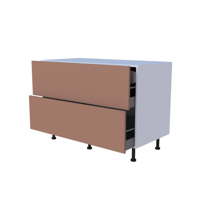 Meuble bas 2 casseroliers avec 1 tiroirs caché - larg. 120 cm - Haut. 85cm (pieds inclus)