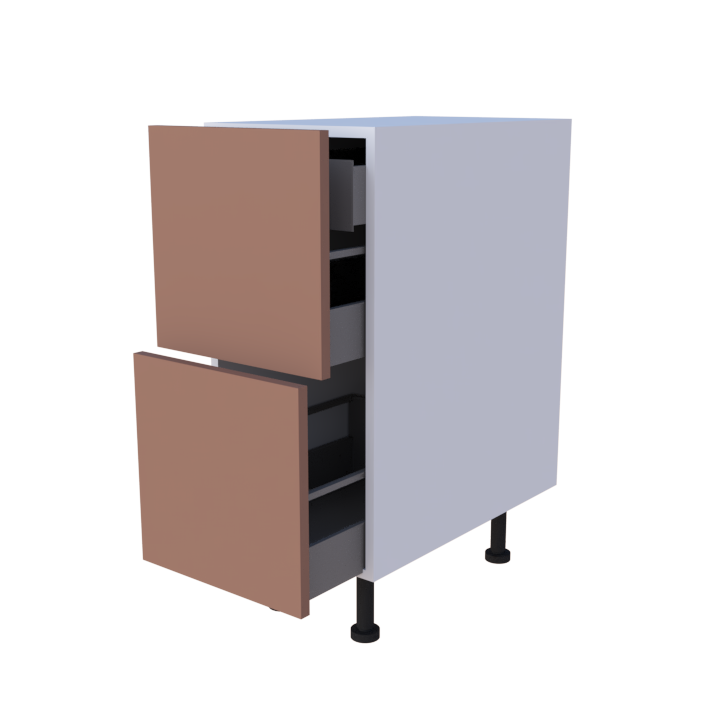 Meuble bas 2 casseroliers + 1 tiroir caché - Larg. 35cm - Haut. 85cm (pieds inclus)