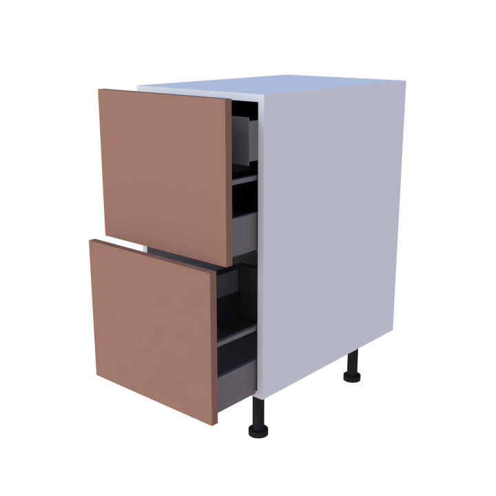Meuble bas 2 casseroliers + 1 tiroir caché - Larg. 40cm - Haut. 85cm (pieds inclus)