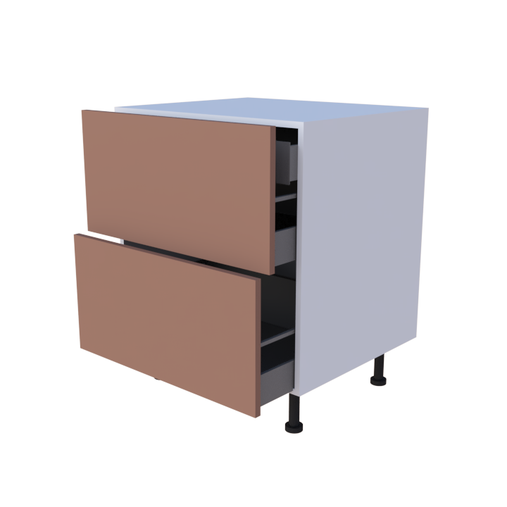 Meuble bas 2 casseroliers avec 1 tiroirs caché - larg. 70 cm - Haut. 85cm (pieds inclus)