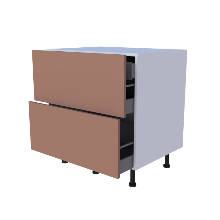Meuble bas 2 casseroliers avec 1 tiroirs caché - larg. 80 cm - Haut. 85cm (pieds inclus)