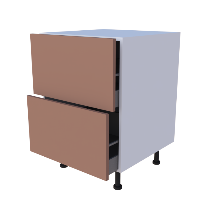 Meuble bas 2 casseroliers - larg. 60 cm - Haut. 85cm (pieds inclus)