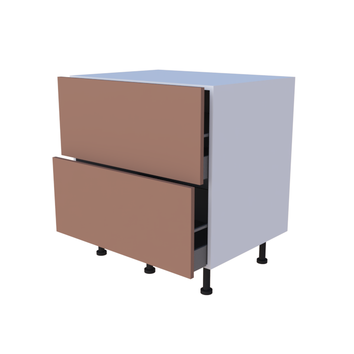 Meuble bas 2 casseroliers - Larg. 80cm - faible profondeur - Haut. 85cm (pieds inclus)