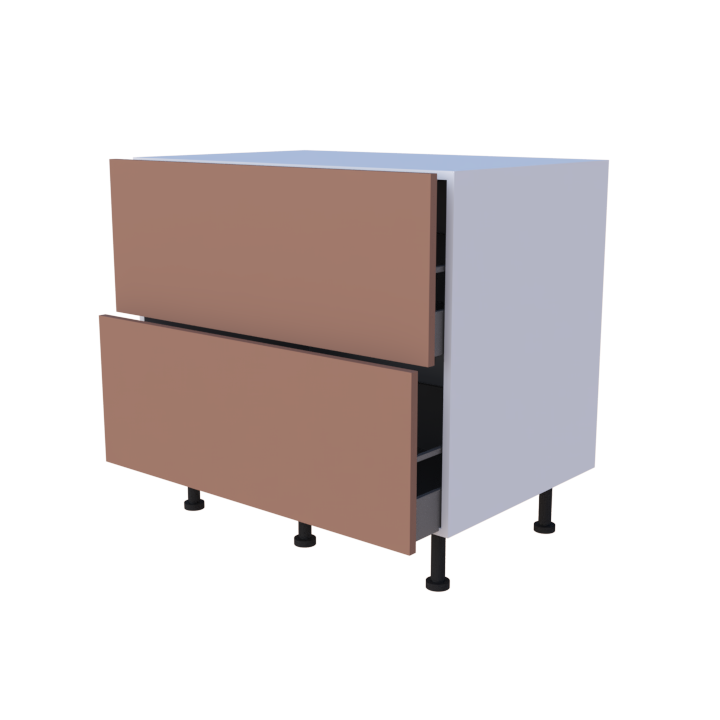 Meuble bas 2 casseroliers - Larg. 90cm - Haut. 85cm (pieds inclus)