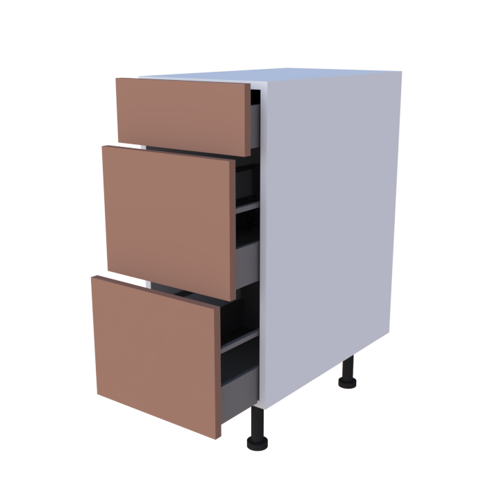 Meuble bas 3 casseroliers - larg. 35cm - Haut. 85cm (pieds inclus)