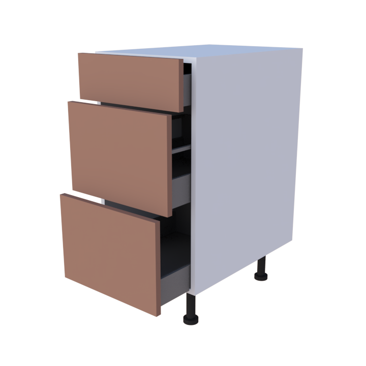 Meuble bas 3 casseroliers - larg. 40cm - faible profondeur - Haut. 85cm (pieds inclus)
