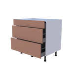 Meuble bas 3 casseroliers - larg. 90cm - Haut. 85cm (pieds inclus)