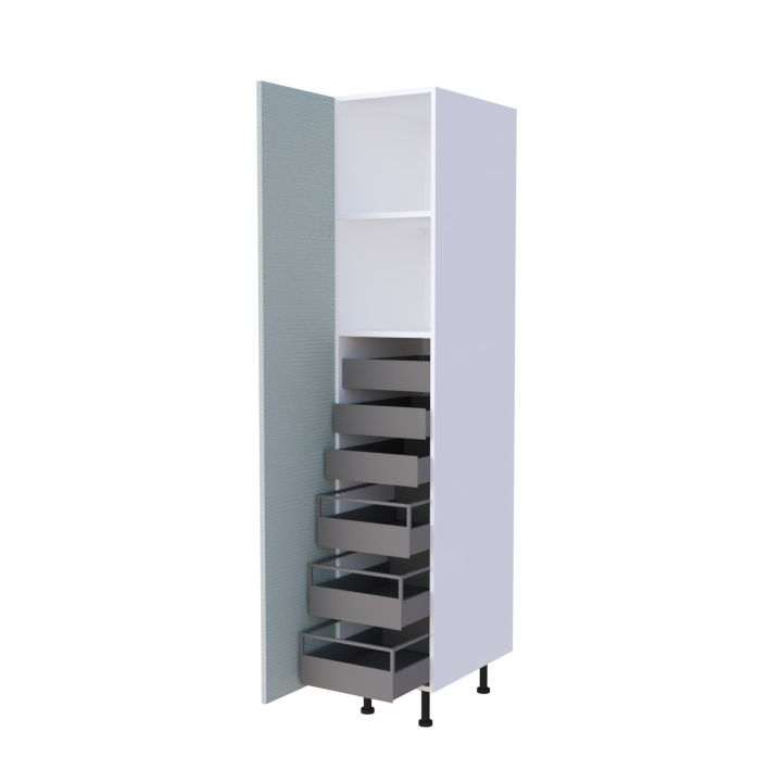 Colonne 1 porte + 6 tiroirs intérieurs - Larg. 40cm - Haut. 215cm (pieds inclus)