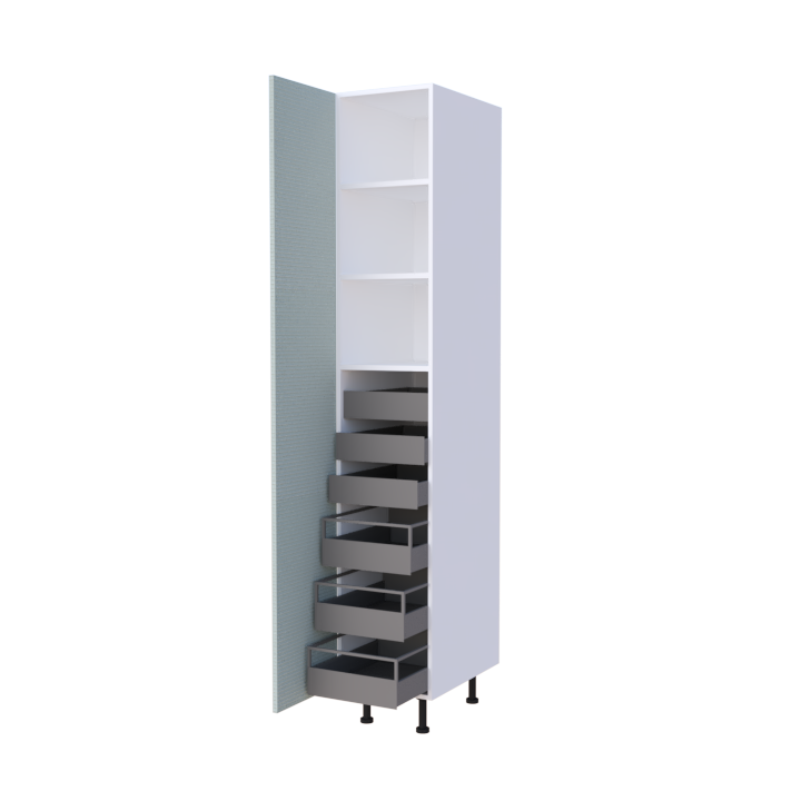 Colonne 1 porte + 6 tiroirs intérieurs - Larg. 40cm - Haut. 235cm (pieds inclus)