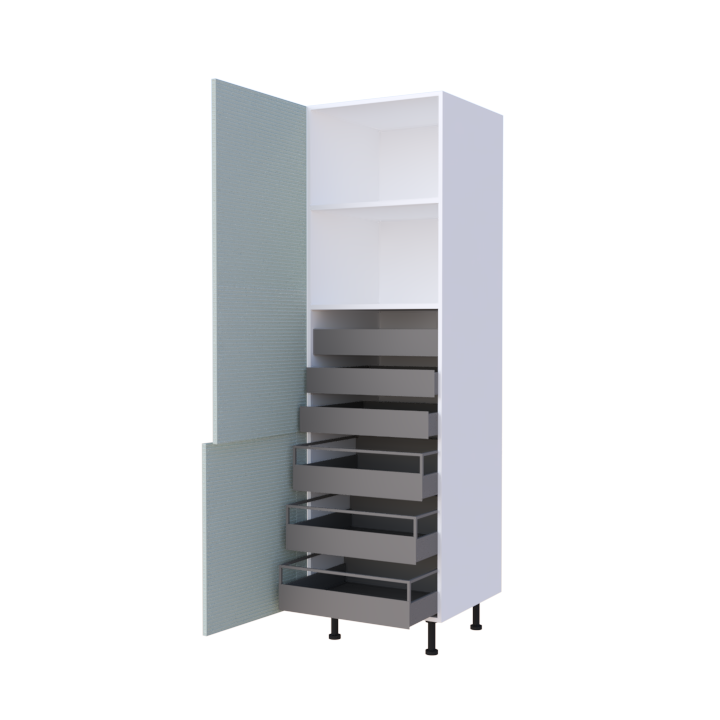Colonne 1 porte + 6 tiroirs intérieurs - Larg. 60cm - Haut. 215cm (pieds inclus)