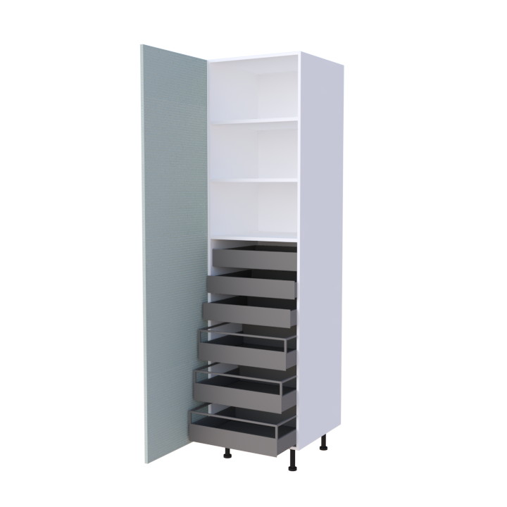 Colonne 1 porte + 6 tiroirs intérieurs - Larg. 60cm - Haut. 235cm (pieds inclus)
