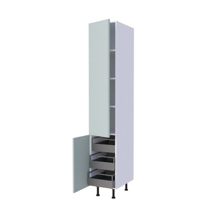 Colonne 2 portes + 3 tiroirs intérieurs - Larg. 40cm - Haut. 235cm (pieds inclus)