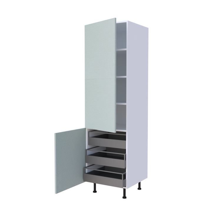 Colonne 2 portes + 3 tiroirs intérieurs - Larg. 60cm - Haut. 215cm (pieds inclus)