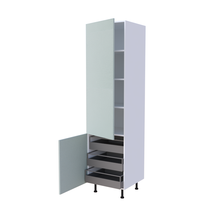 Colonne 2 portes + 3 tiroirs intérieurs - Larg. 60cm - Haut. 235cm (pieds inclus)