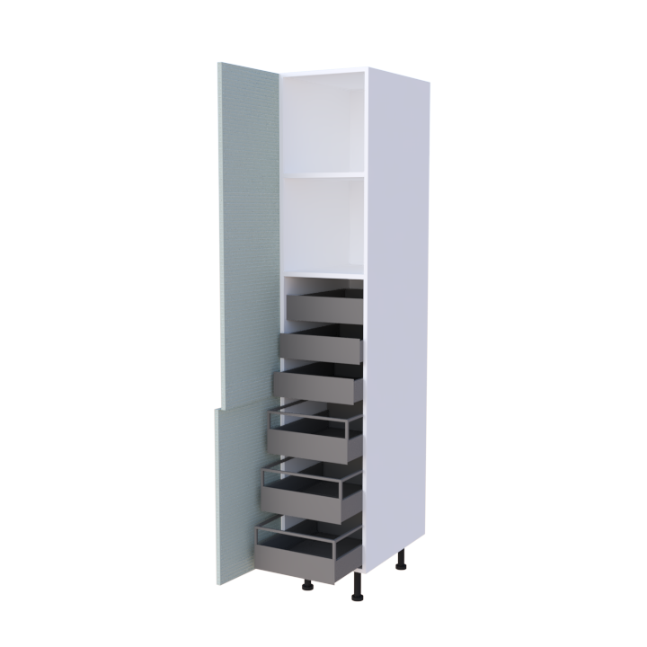 Colonne 2 portes + 6 tiroirs intérieurs - Larg. 40cm - Haut. 215cm (pieds inclus)