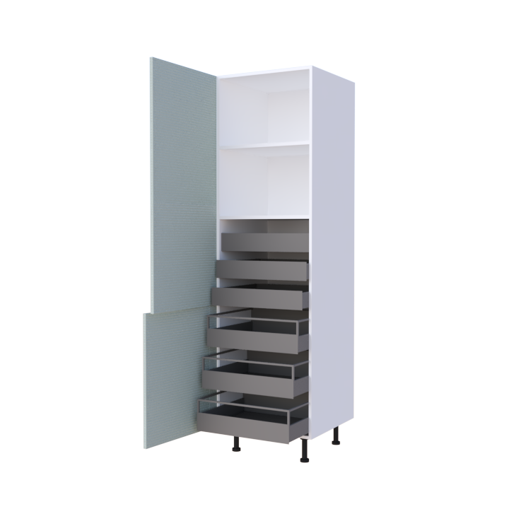 Colonne 2 portes + 6 tiroirs intérieurs - Larg. 60cm - Haut. 215cm (pieds inclus)