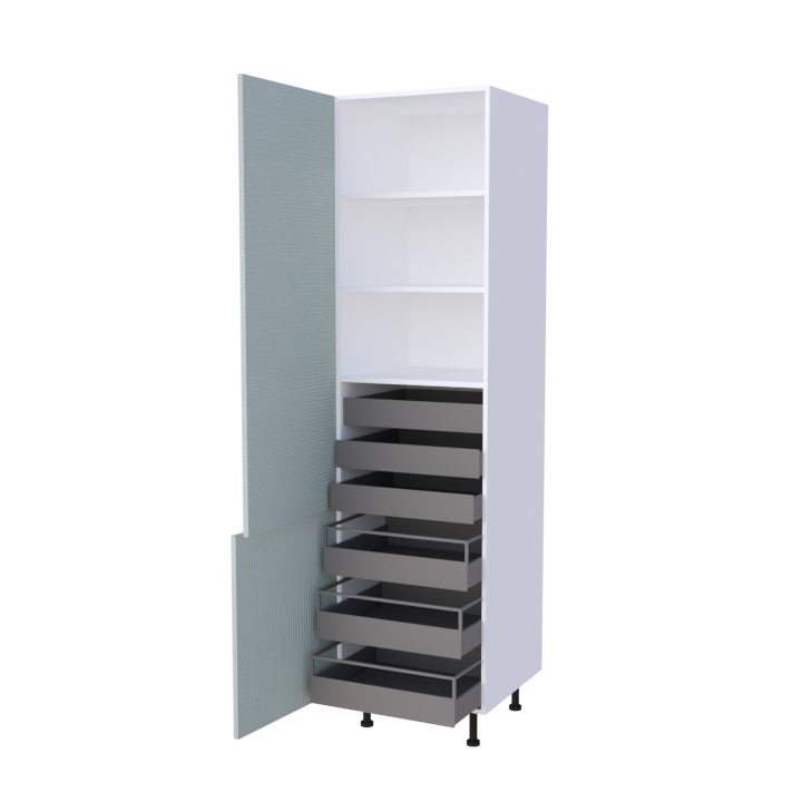 Colonne 2 portes + 6 tiroirs intérieurs - Larg. 60cm - Haut. 235cm (pieds inclus)