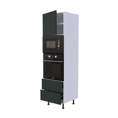 Colonne Four et micro onde + 2 casseroliers + 1 porte battante - Larg. 60cm - Haut. 215cm (pieds inclus)