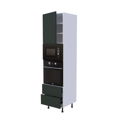Colonne Four et micro onde + 2 casseroliers + 1 porte battante - Larg. 60cm - Haut. 235cm (pieds inclus)