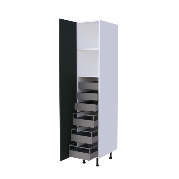 Colonne 1 porte + 6 tiroirs intérieurs - Larg. 40cm - Haut. 215cm (pieds inclus)