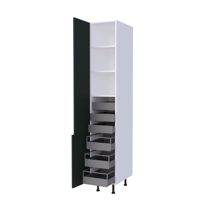 Colonne 2 portes + 6 tiroirs intérieurs - Larg. 40cm - Haut. 235cm (pieds inclus)