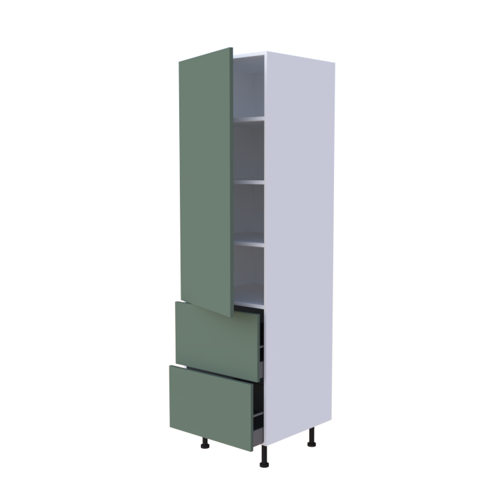 Colonne 1 porte + 2 casseroliers - Larg. 60cm - Haut. 215cm (pieds inclus)