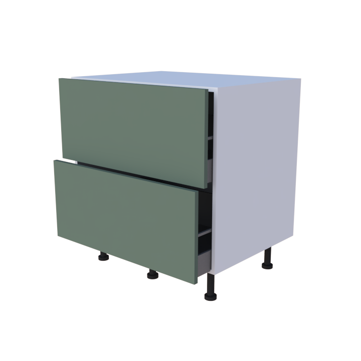 Meuble bas 2 casseroliers - Larg. 80cm - faible profondeur - Haut. 85cm (pieds inclus)
