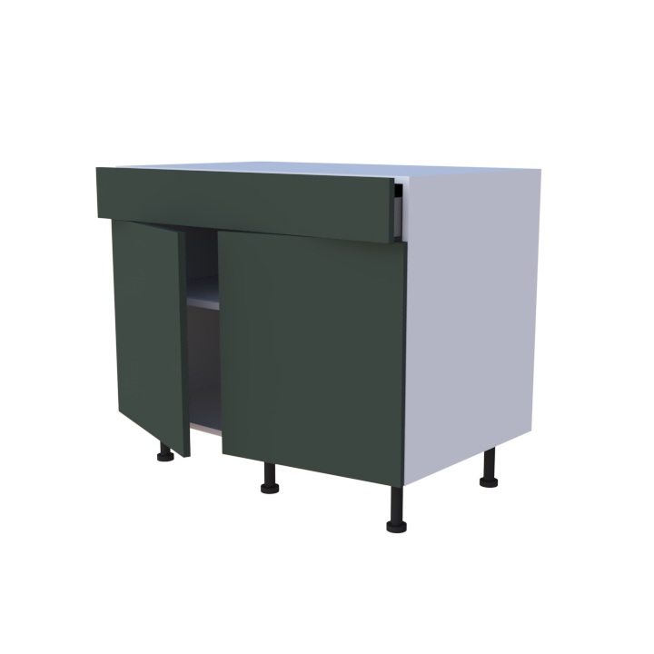Meuble bas 2 portes + 1 tiroir - larg. 100 cm - Haut. 85cm (pieds inclus)
