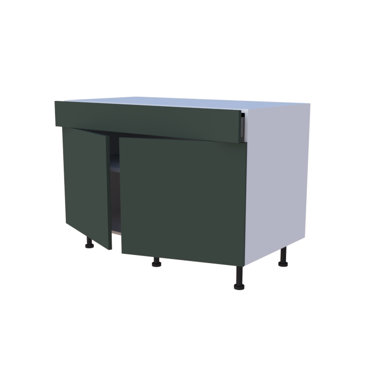 Meuble bas 2 portes + 1 tiroir - larg. 120 cm - Haut. 85cm (pieds inclus)