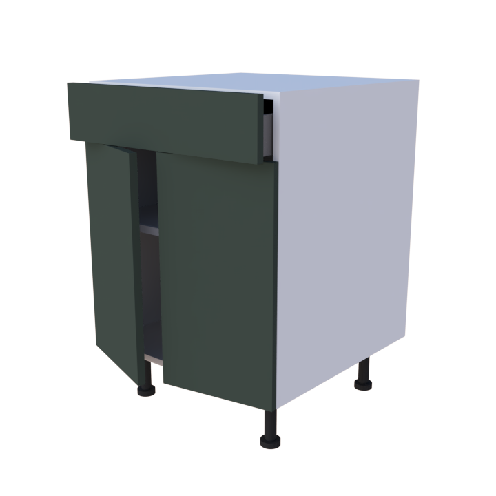 Meuble bas 2 portes + 1 tiroir - larg. 60 cm - Haut. 85cm (pieds inclus)