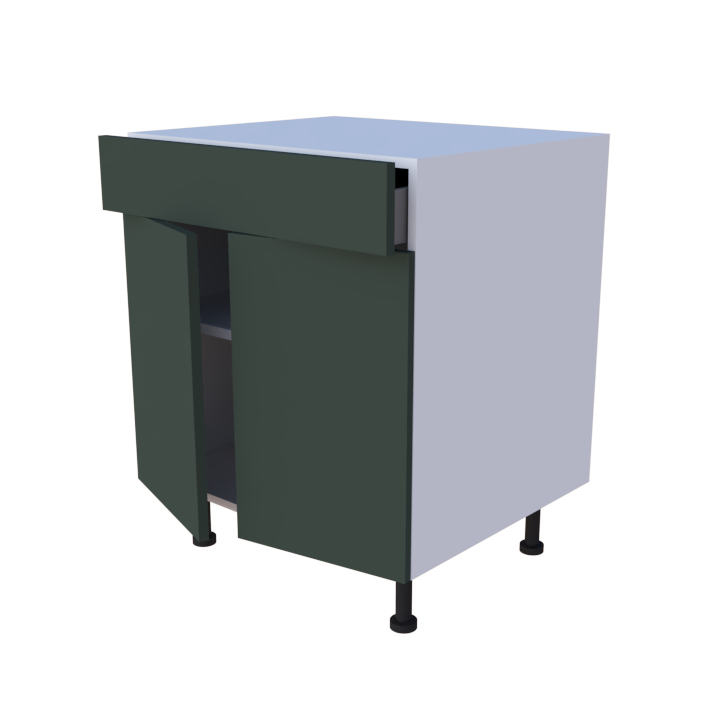 Meuble bas 2 portes + 1 tiroir - larg. 70 cm - Haut. 85cm (pieds inclus)