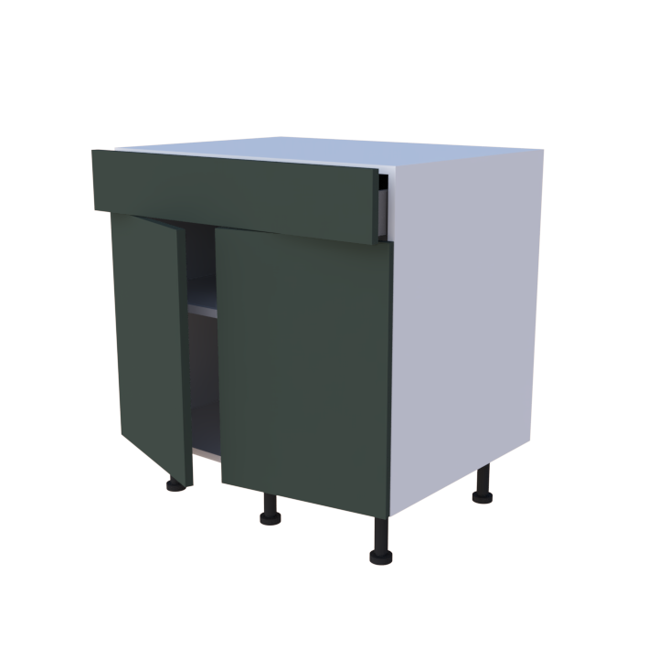 Meuble bas 2 portes + 1 tiroir - larg. 80 cm - Haut. 85cm (pieds inclus)