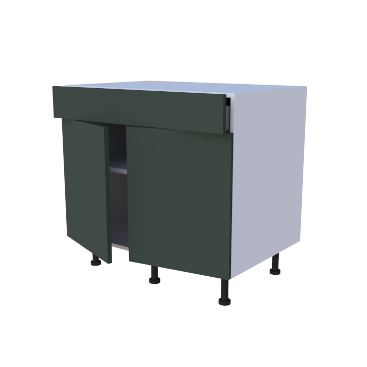 Meuble bas 2 portes + 1 tiroir - larg. 90 cm - Haut. 85cm (pieds inclus)