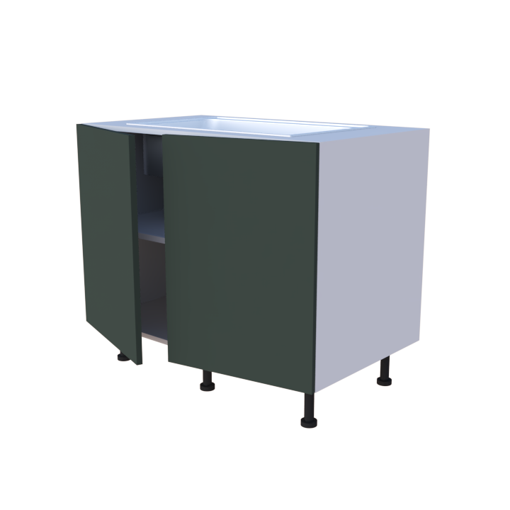 Meuble bas evier 2 portes - larg. 100cm - Haut. 85cm (pieds inclus)